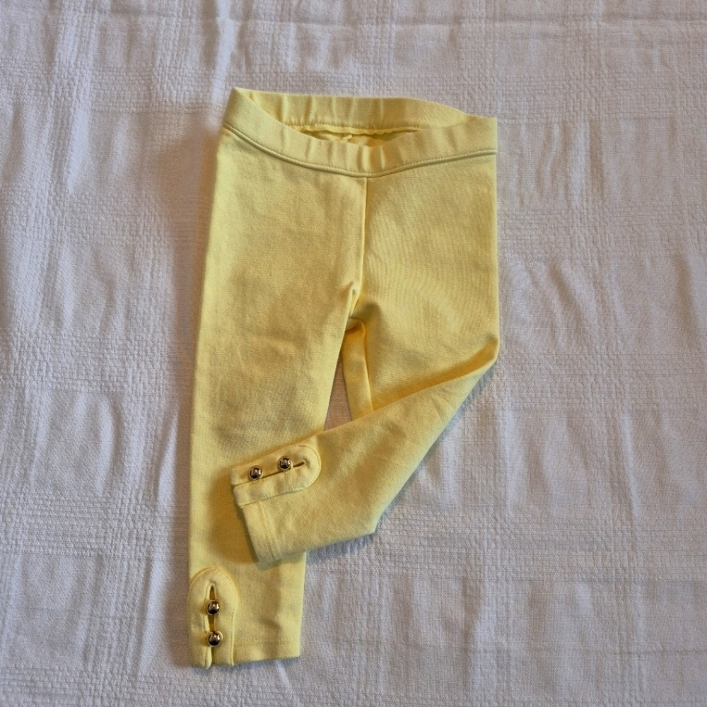Janie and Jack girls 12-18 months yellow ponte pants ankle button Easter 21 VGUC